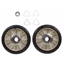 OEM dryer drum roller for Whirlpool washing machines and dryers. Supports and guides the drum during operation, reducing friction and ensuring smooth rotation. Helps prevent belt wear and operational noise.
