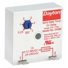 This surface-mounted timing relay is designed for industrial timing applications requiring on-delay or off-delay functions. It operates on an input voltage of 12 to 48V DC or 24 to 240V AC. The encapsulated construction protects against environmental factors. Typical uses include timing control in automation systems, HVAC equipment, and process machinery.