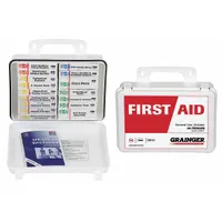ANSI/ISEA Z308.1-2015 Type III Class A unitized first aid kit. Includes 32 adhesive bandages, 12 burn cream packets, and a triangular bandage. No oral/inhalant medicinals. Suitable for treating common workplace injuries in industrial, office, or facility environments