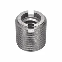 Metric heavy wall self-locking insert with M10-1.50 internal thread and M16-2.00 external thread. Requires 14 mm drill bit and M16-2.00 tap. External thread fit 6G, internal thread fit 6H. Used to repair or reinforce stripped threads in metal or plastic, providing vibration-resistant threaded connections in industrial machinery and equipment