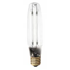 High pressure sodium lamp with ED18 shape and Mogul Screw (E39) base. Operates at 401.5 watts with a color temperature of 2100K. Designed for universal burning orientation. Suitable for industrial and outdoor lighting applications such as street lighting, parking lots, and warehouse illumination.