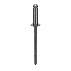 Inch-series domed-head blind rivet with 0.122" diameter, 7/16" body length, and 1 17/32" overall length. Designed for fastening applications where access is limited to one side of the workpiece. Supplied in a 500-piece pack.