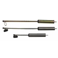 Steel air brake pogo stick with chrome finish and enclosed spring, 50 inches overall length. Used to support and align brake chambers during heavy-duty truck and trailer air brake system service or replacement.
