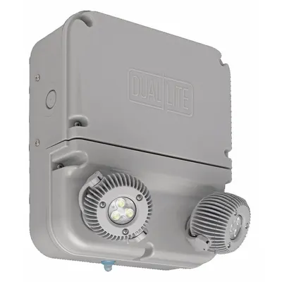 DUAL-LITE Emergency Light: 12 W Lamp Watt, 24 W Emergency Watt, 120V AC, 2 Lamp Heads - Plastic Wet Location Emergency Lights