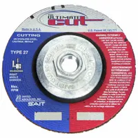 SAIT Depressed Center Cut-Off Wheel: Type 27, 5" x 0.045" x 5/8"-11, Zirconia Alumina, 60 Grit (MPN 23308)