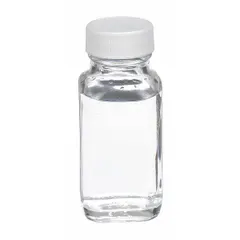 Rectangular glass bottle for general laboratory storage, sampling, and reagent handling. Colorless clear glass allows visual inspection of contents. 60 mL capacity with 28-400 mm screw closure size. Not graduated; closure not included.