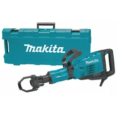 Corded inline demolition hammer with 1-1/8 in hex shank, delivering 25.7 ft-lb impact energy at 1450 bpm. Weighs 38.2 lb. Suitable for chipping and breaking concrete, masonry, and stone in construction and demolition tasks.