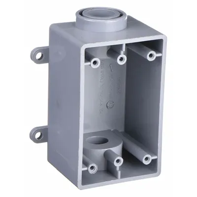 CANTEX Electrical Box: PVC, Rectangular, 1 Gangs, 1/2 in Hub Size, 21 cu in Capacity - PVC & Non-Metallic Weatherproof Electrical Boxes