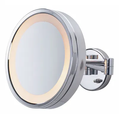 SEE ALL INDUSTRIES Makeup Mirror: Round, Glass, 10 in Overall Ht, 11 in Overall Wd, 4 in Overall Dp - Makeup Mirrors