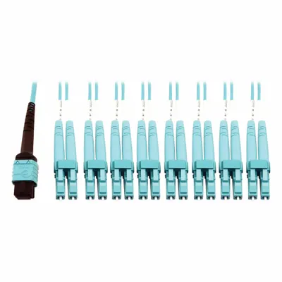 EATON TRIPP LITE Breakout Cables: (1) 24F MPO/PC Female (Aqua) x (8) LC Duplex Male (Aqua) - Fiber Optic Breakout Cables