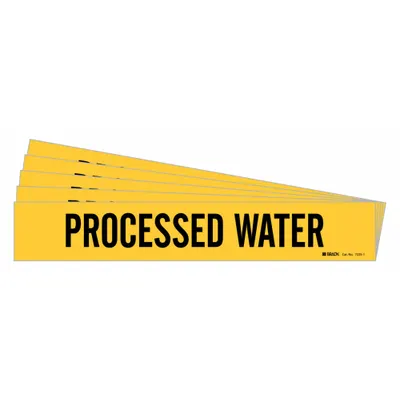 BRADY Pipe Marker: Process Water, Yellow, Black, Fits 2 1/2 to 7 7/8 in Pipe O.D. - Process Water Adhesive Pipe Markers