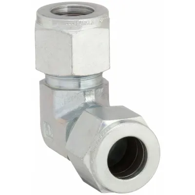 PARKER Compression Fitting Elbow: 1/2 in OD x 1/2 in OD Size, 3/4-20 3/4-20 Thread Size - Double-Ferrule Steel Compression Fittings