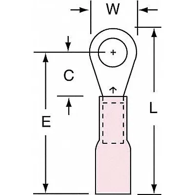 3M Ring Terminal: Red, Heat Shrink Insulation, #10 Stud Size, 22 AWG to 18 AWG Wire Sizes - Insulated Ring Terminals with Heat Shrink
