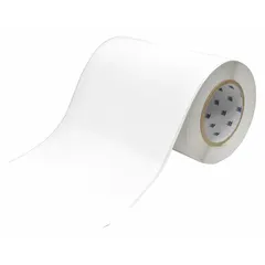 This continuous label roll is made of white matte polypropylene with an inkjet print-receptive coating for outdoor use. It is compatible with the BradyJet J5000 printer series. Typical applications include asset tags, pipe markers, and safety signs that require weather resistance.