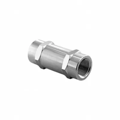 HAM-LET Check Valve: Poppet, Inline Valve Body, 1/4 in Pipe Size, FNPT x FNPT - Stainless Steel Instrumentation Poppet Check Valves