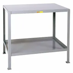Fixed-height steel-top worktable with a 24 x 18 inch steel surface and 2000 lb overall load capacity. Suitable for industrial assembly, maintenance, and inspection tasks in manufacturing, warehousing, and repair environments. Not expandable or modular.