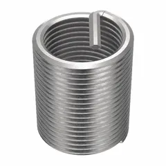 Free-running helical insert with tang drive, made from 18-8 stainless steel. Thread size 1 1/8"-12, right-hand fine thread. Used to repair or reinforce threaded holes in metal components.
