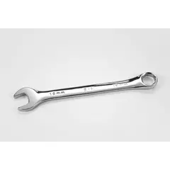 Metric 6-point combination wrench with an 18 mm head size and 8-1/2 inch overall length. Chrome finish provides corrosion resistance. Used for tightening and loosening metric hex fasteners in automotive, machinery, and industrial applications.