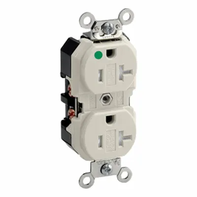 LEVITON Plugs and Receptacles: Hospital Grade, Duplex, 5-20R, Light Almond, 125V AC - General Purpose Receptacles