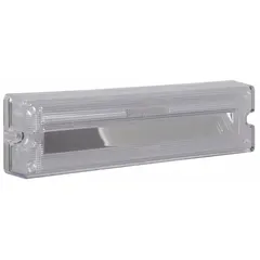 Rectangular LED floodlight with clear housing, grommet mount, and wire leads for permanent surface mounting. Provides broad-area illumination for vehicle work, service, or off-road applications. Universal design suitable for various vehicles.
