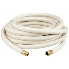 EPDM washdown hose assembly with white EPDM cover, rated for 300 psi and temperatures from -40° to 210°F. Features 3/4 in inside diameter, 50 ft length, and MGHT x FGHT connections. Suitable for high-pressure cleaning and rinsing in washdown applications.