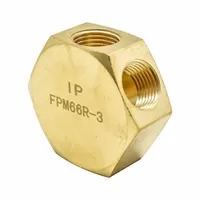 INTERSTATE PNEUMATICS Pipe Manifold Fitting: Inline, Hex, Brass, 3/8 in Quick-Disconnect Insert (MPN FPM66R-3)