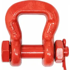 Sling shackle for lifting applications, rated at 25,000 lb working load limit. Compatible with sling widths up to 3 in. Red body finish. Used to connect slings to loads in rigging and material handling operations.