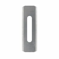 Straight-edge blunt-tip replacement utility blades for cutting carpet and flooring materials. Each blade measures 3/4 in width and 0.015 in thickness. Pack of 5 blades.