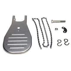 Stainless steel foot pedal kit for hands-free activation of eyewash stations. Includes mounting hardware. Compatible with Bradley eyewash series and replacement part S19-310 AC.