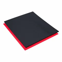 Foam insert for tool storage, measuring 12 inches wide by 24 inches long. Features a single compartment to hold a tool securely in place. Constructed of black and red foam material. Suitable for use in toolboxes or drawers to organize and protect tools.