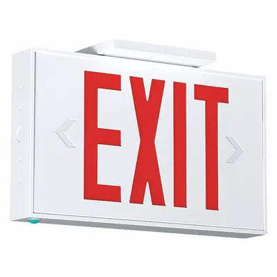 Compass CSAUER Connecticut Approved Exit: LED, White, Red, 1 Faces, Ceiling - Aluminum Lighted Exit Signs