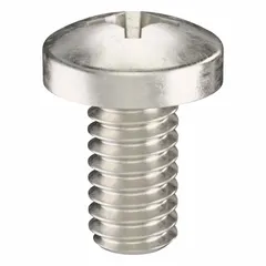 These #8-32 thread size, 5/16 in long pan head machine screws are made from 18-8 stainless steel with a plain finish. They feature a Phillips drive with #2 drive size and come in a 50-pack. Commonly used for fastening components in machinery, electrical enclosures, and industrial assemblies where corrosion resistance and a low-profile head are required.