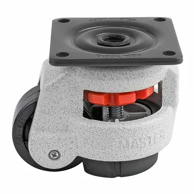 FOOT MASTER Plate Caster: Nylon Tread, 50 mm Wheel Dia, 82 mm Mounting Ht - General Purpose Leveling Plate Casters