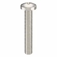 Pan head machine screws with #8-32 thread, 1 in length, made from 18-8 stainless steel with a plain finish. Phillips drive with #2 drive size. Supplied in a 25-piece pack. Used for fastening metal parts in machinery, electrical enclosures, and equipment assemblies