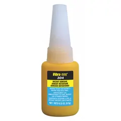 Clear, thin liquid instant adhesive in a 0.33 fl oz bottle. Bonds rubber materials. No VOC formulation. Meets A-A-3097 Type II Class 2 standards. Suitable for general-purpose bonding and assembly applications.