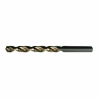 CLE-LINE Jobber Length Drill Bit: #3, 135° Split Point, Black & Gold HSS, Parabolic Flute (MPN C18503)