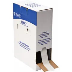 Precut wraparound label roll for wire and cable identification. White matte vinyl material resists smudging and abrasion. Designed for wire gauges from 3 AWG to 250 kcmil. Compatible with M611 printer series; requires M7-R4300 ribbon.