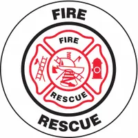 Hard Hat Label: Fire Rescue, 2 1/4 in Dia, English, Engineer-Grade Retroreflective, 1 Labels, Circle (MPN LHTL611)