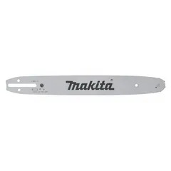 Replacement guide bar for Makita chain saws. Features a 14-inch compatible bar length, 3/8-inch pitch, 0.05-inch gauge, and 52 drive links. Used for guiding the saw chain during cutting operations in forestry, landscaping, and construction.