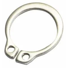 External retaining ring designed to secure components on shafts or in housings, preventing axial movement of parts such as bearings, gears, or pulleys. Compatible with Dayton model 4KHN1. Used in industrial machinery including conveyors, pumps, and power transmission systems.