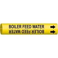 Pipe Marker: Boiler Feed Water, Yellow, Black, Fits 4 to 6 in Pipe O.D., 1 Pipe Markers, With Arrows (MPN 4017-D)