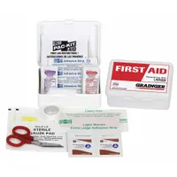 This general purpose first aid kit is housed in a portable white plastic case and contains 31 components for treating minor injuries. Includes 10 adhesive bandages, 2 gauze pads, and 4 burn cream packets. No oral or inhalant medication is included. The kit is OSHA compliant and suitable for use in workplaces or homes