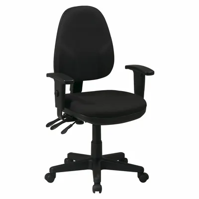 OFFICE STAR Office Chair: Ht, Black, Fabric Material, 19 1/4 in Back Ht - Adjustable-Arm Office Chairs