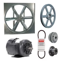 This unassembled belt-drive panel supply fan features a 30-inch blade and a totally enclosed motor. It delivers 7,713 cfm at a nameplate voltage of 230/460V AC. Suitable for general ventilation and air movement in industrial and commercial facilities such as warehouses, factories, and large workshops.