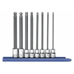 This 25-piece hex bit socket set includes 8 sockets with a 3/8 in drive and tip sizes ranging from 3 mm to 10 mm. Designed for driving hex fasteners in automotive repair, machinery assembly, and general maintenance tasks.