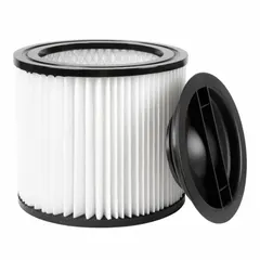 This paper filter is designed for use with Dayton shop vacuums. It supports both wet and dry pickup, making it suitable for general workshop cleanup and maintenance tasks. The filter captures fine dust and debris during operation.