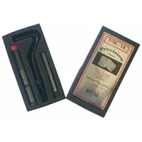 This thread repair kit includes helical inserts for restoring damaged internal threads in metal components. Designed for left-hand, coarse 3/8"-24 threads with a 9/16 in overall length and plain finish. Suitable for general maintenance and repair of threaded holes in metal parts