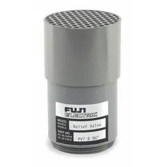 This pressure and vacuum relief valve is designed for regenerative blowers. It features a preset limit of 98 in wc and an outside diameter of 2 in. The valve vents excess air to protect the blower system from overpressure.