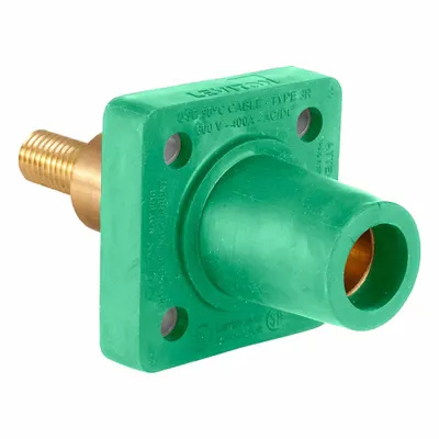 LEVITON Single Pole Receptacle: Green, Straight Taper Nose Mating, Threaded Stud Termination - Receptacles with Threaded Stud Terminations