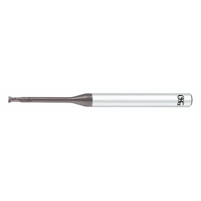 OSG Corner Radius End Mill: Carbide, WXS Coated, 2 Flute, 3 mm Mill Dia, 2.5 mm LOC - Pencil-Neck Carbide Corner-Radius End Mills for Hardened Materials